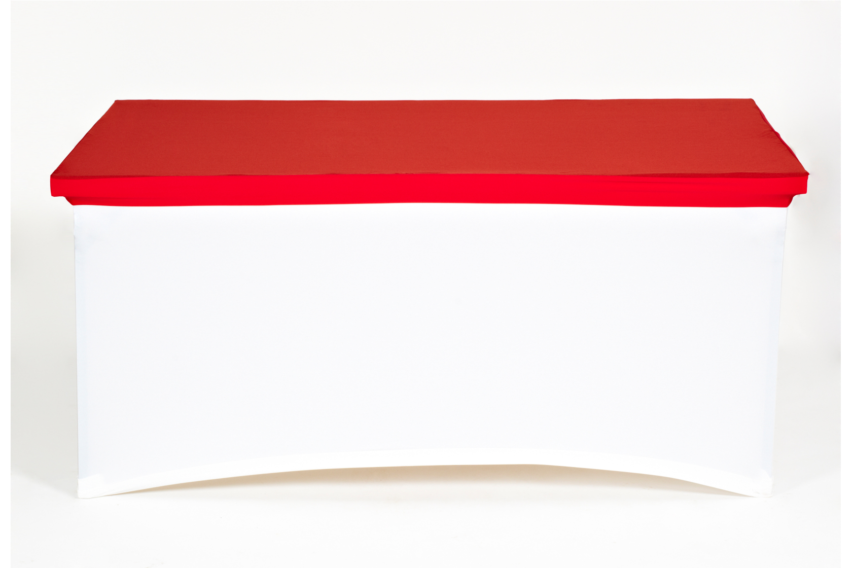 Fehér spandex táblaasztal huzat 160x90/80 cm + piros kupak